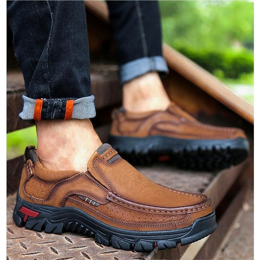 Venshine Mens Walking Shoes‎ Leather,Slip On Loafers size 12